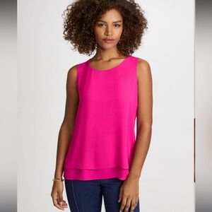 Pink Asymmetrical Scoop Neck Tank Top